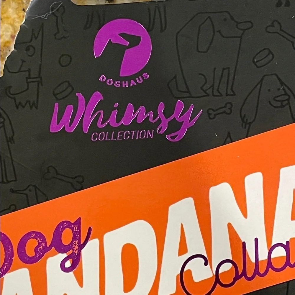 NWT Doghaus Whimsy Collection Dog Bandana Collar Reversible Orange Plaid